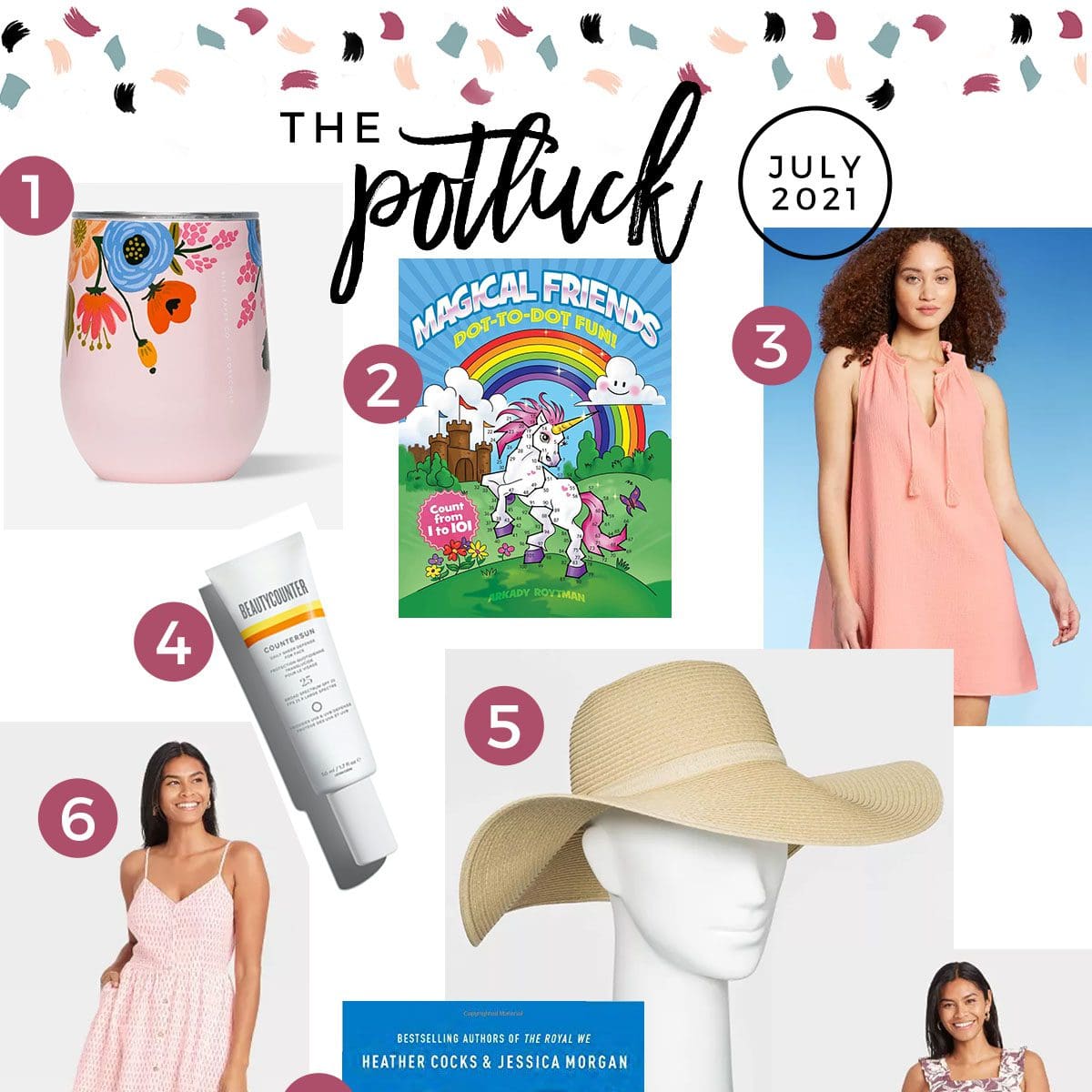 Square collage of products on July 2021's love list