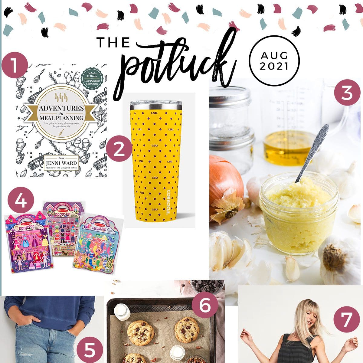Square collage of eight products on August 2021's love list